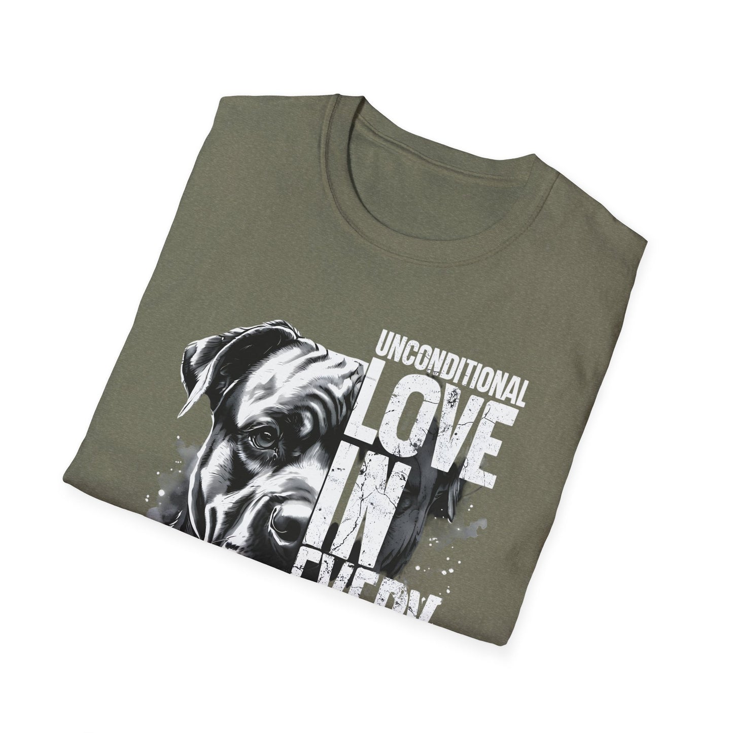 Unisex Softstyle T-Shirt - 'Unconditional Love in Every Bark' - Dog Lover Gift