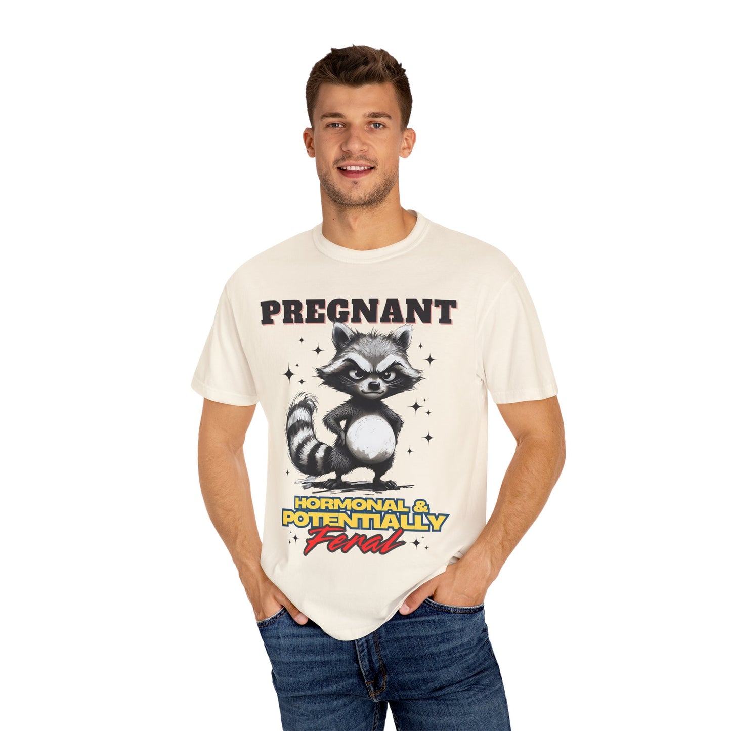 Pregnant Raccoon Graphic T-Shirt - Funny Unisex Tee
