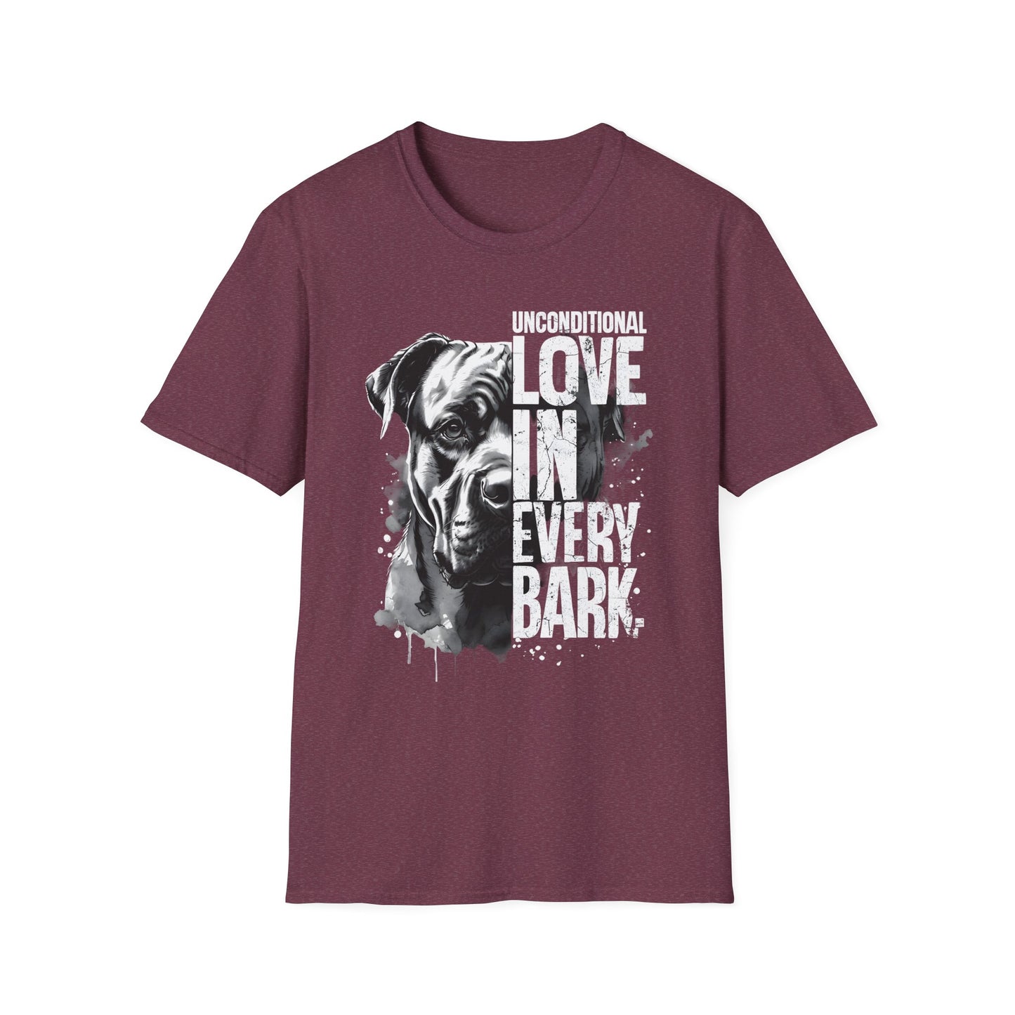 Unisex Softstyle T-Shirt - 'Unconditional Love in Every Bark' - Dog Lover Gift