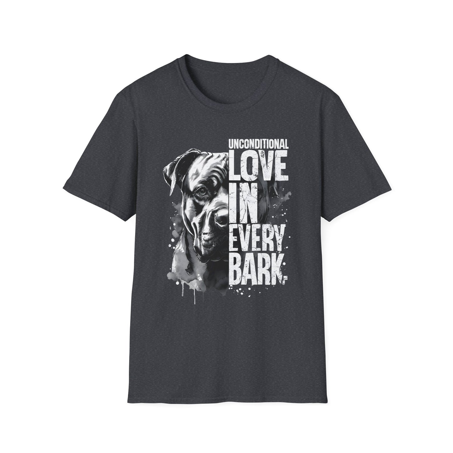 Unisex Softstyle T-Shirt - 'Unconditional Love in Every Bark' - Dog Lover Gift