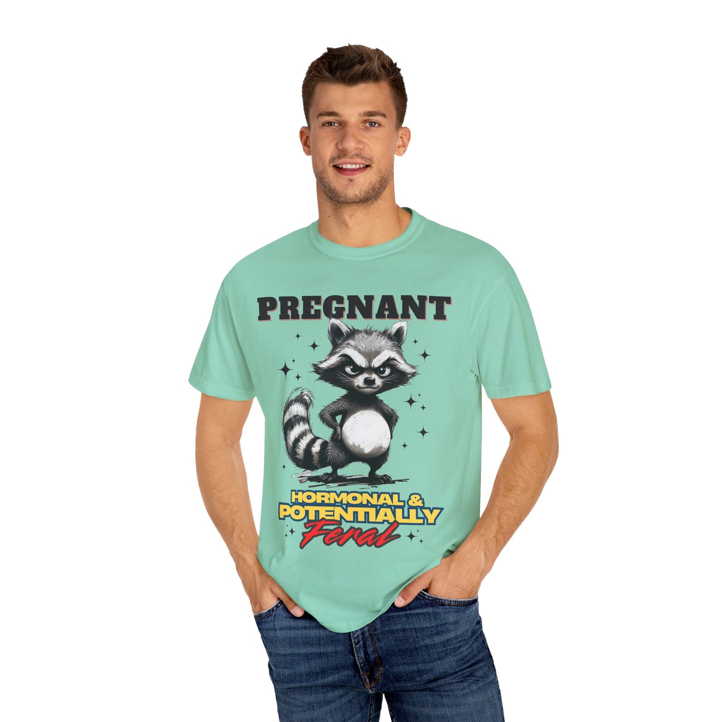 Pregnant Raccoon Graphic T-Shirt - Funny Unisex Tee