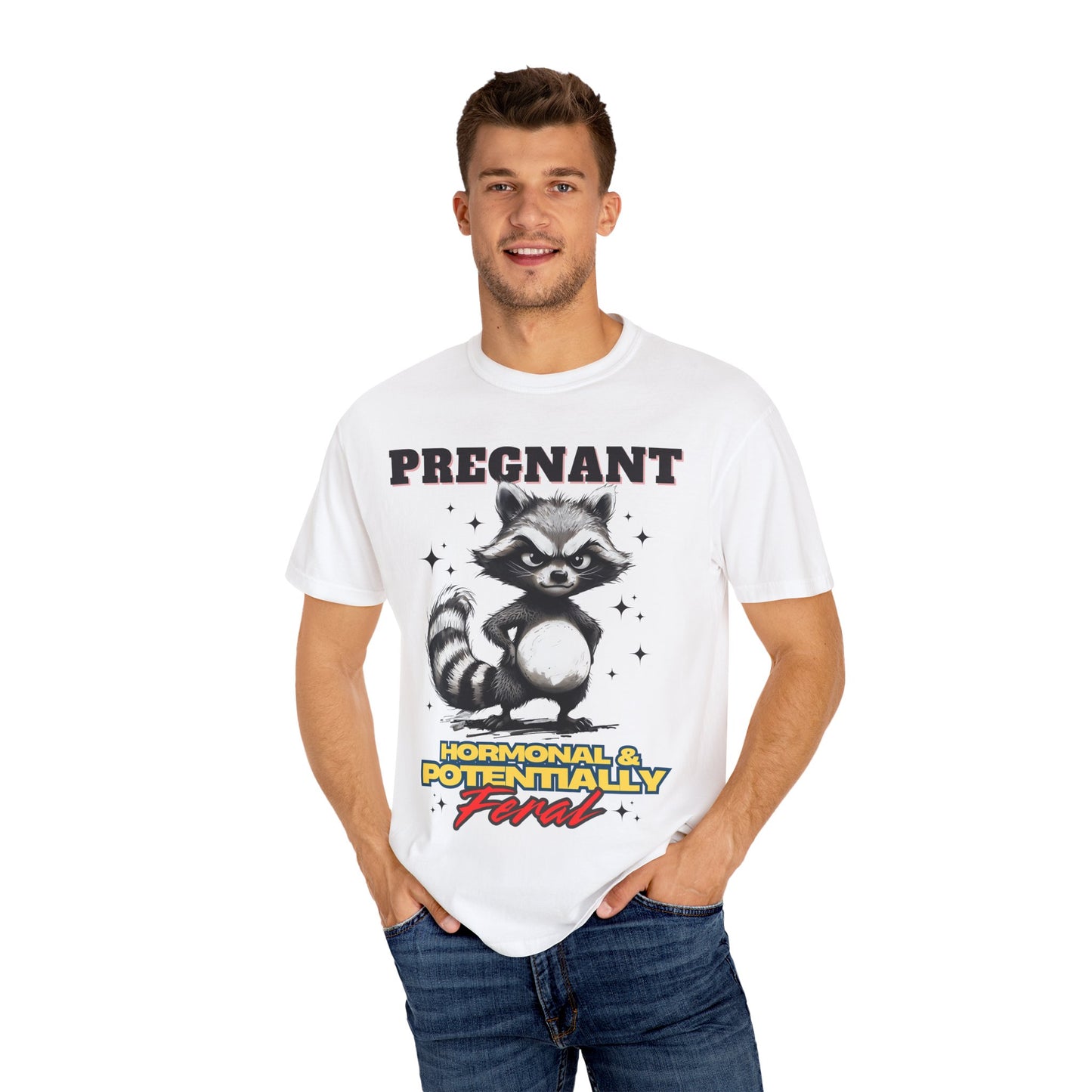 Pregnant Raccoon Graphic T-Shirt - Funny Unisex Tee