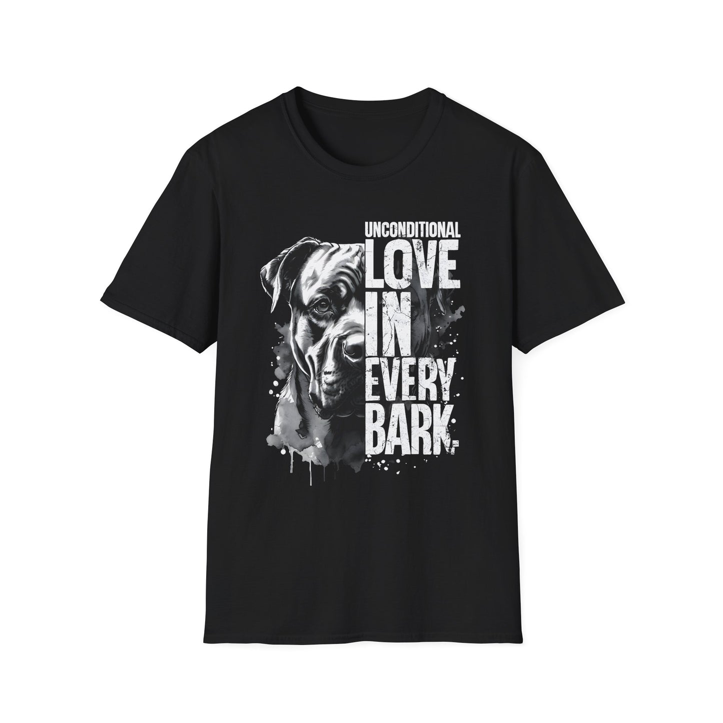 Unisex Softstyle T-Shirt - 'Unconditional Love in Every Bark' - Dog Lover Gift