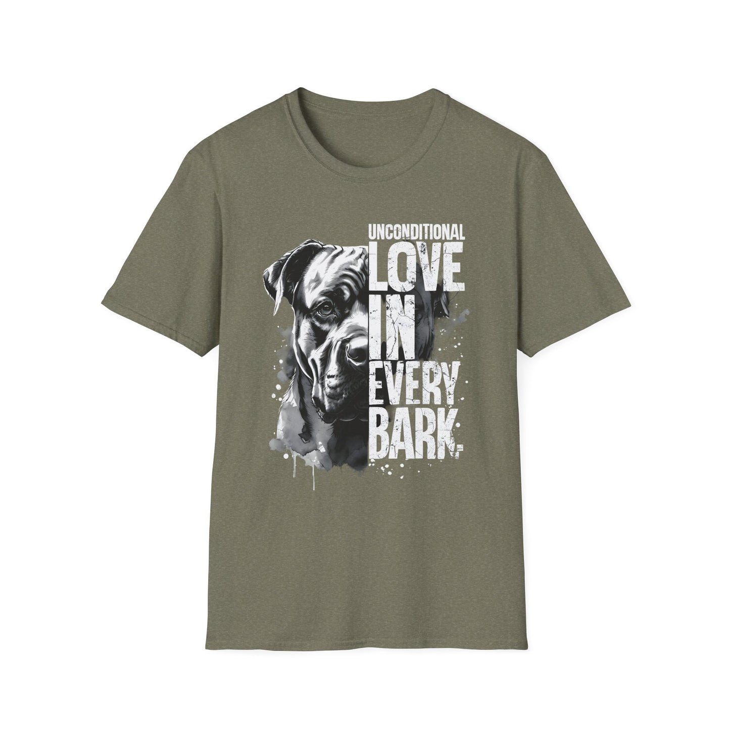 Unisex Softstyle T-Shirt - 'Unconditional Love in Every Bark' - Dog Lover Gift