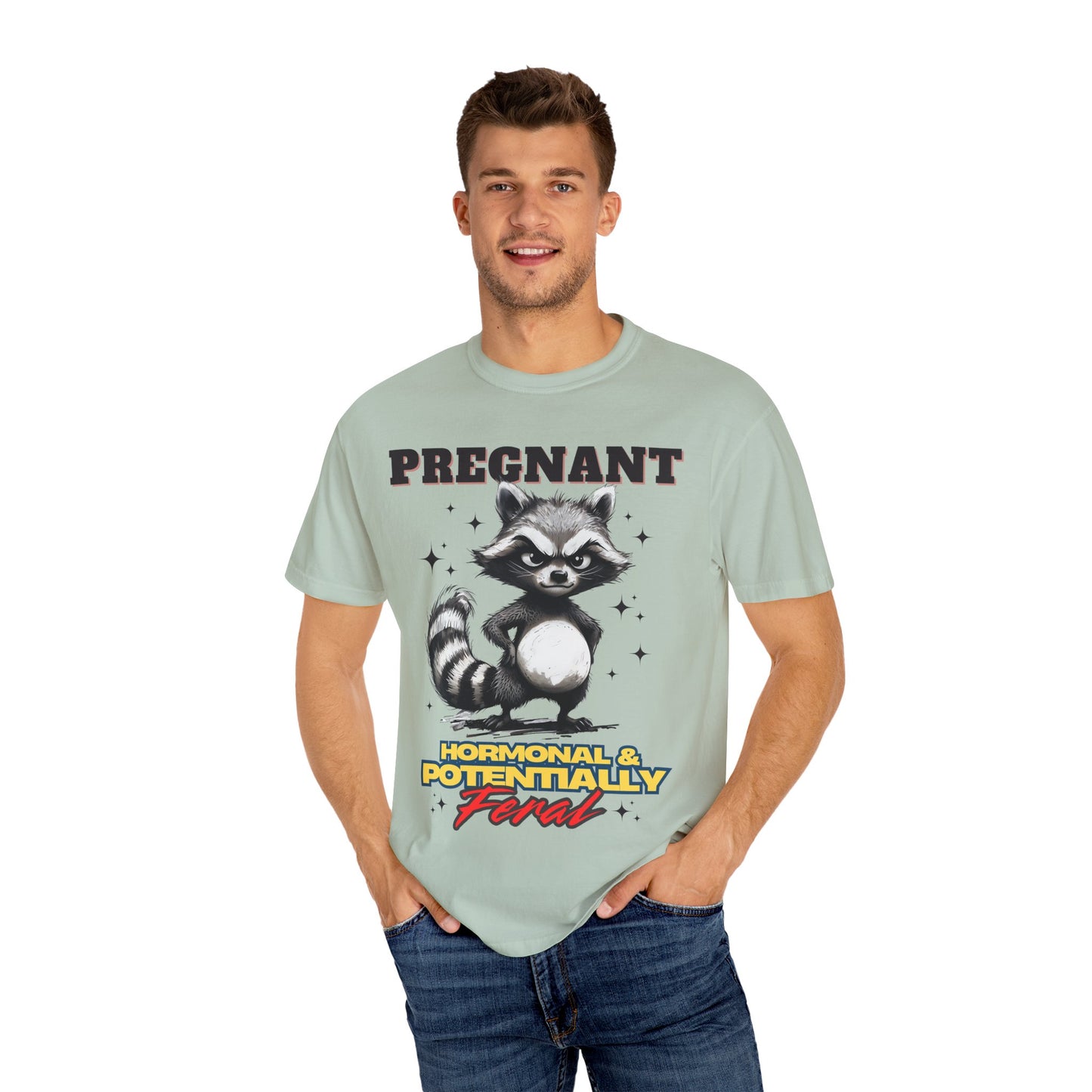 Pregnant Raccoon Graphic T-Shirt - Funny Unisex Tee